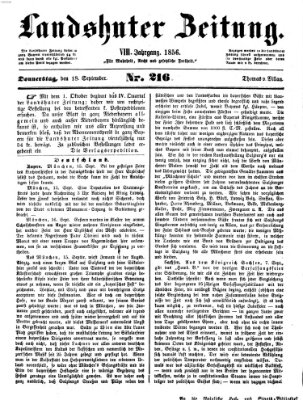 Landshuter Zeitung Donnerstag 18. September 1856