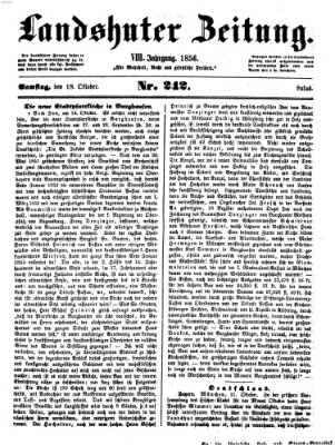 Landshuter Zeitung Samstag 18. Oktober 1856