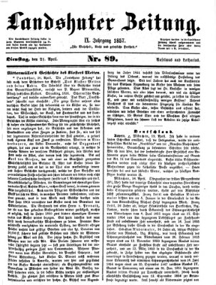 Landshuter Zeitung Dienstag 21. April 1857