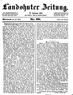 Landshuter Zeitung Mittwoch 22. April 1857