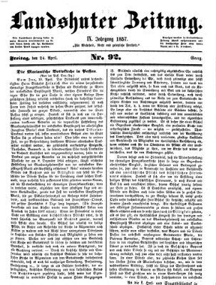 Landshuter Zeitung Freitag 24. April 1857