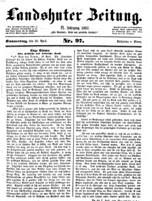 Landshuter Zeitung Donnerstag 30. April 1857