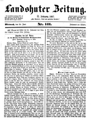 Landshuter Zeitung Mittwoch 24. Juni 1857