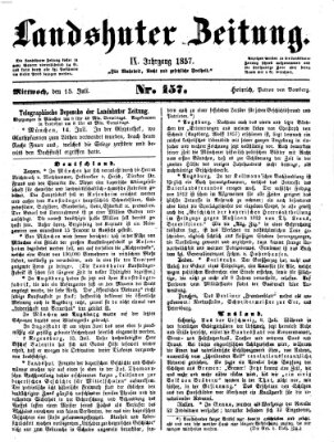 Landshuter Zeitung Mittwoch 15. Juli 1857