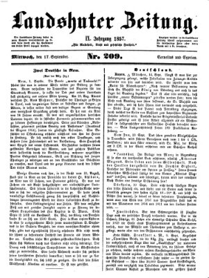 Landshuter Zeitung Mittwoch 16. September 1857