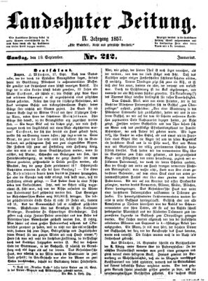 Landshuter Zeitung Samstag 19. September 1857