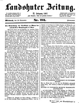 Landshuter Zeitung Mittwoch 30. September 1857