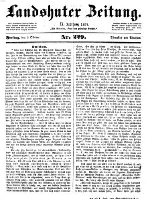 Landshuter Zeitung Freitag 9. Oktober 1857