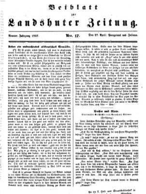 Landshuter Zeitung Montag 27. April 1857