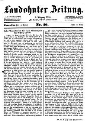 Landshuter Zeitung Donnerstag 14. Januar 1858