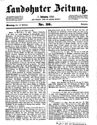 Landshuter Zeitung Sonntag 14. Februar 1858