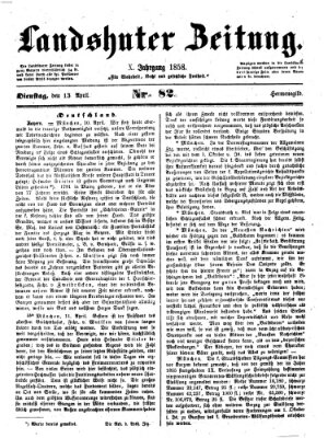 Landshuter Zeitung Dienstag 13. April 1858