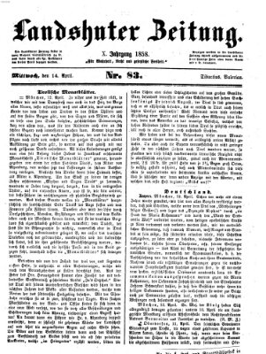 Landshuter Zeitung Mittwoch 14. April 1858