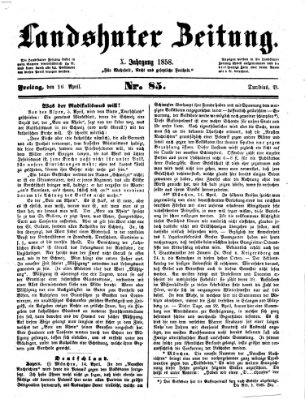 Landshuter Zeitung Freitag 16. April 1858