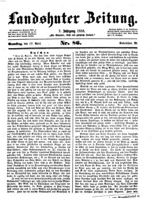 Landshuter Zeitung Samstag 17. April 1858