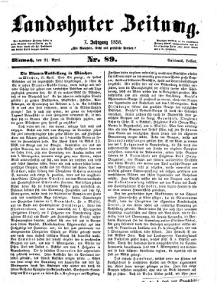 Landshuter Zeitung Mittwoch 21. April 1858