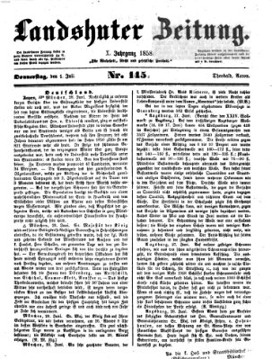 Landshuter Zeitung Donnerstag 1. Juli 1858