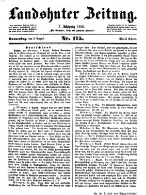 Landshuter Zeitung Donnerstag 5. August 1858