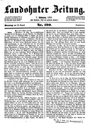 Landshuter Zeitung Sonntag 22. August 1858