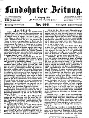 Landshuter Zeitung Sonntag 29. August 1858