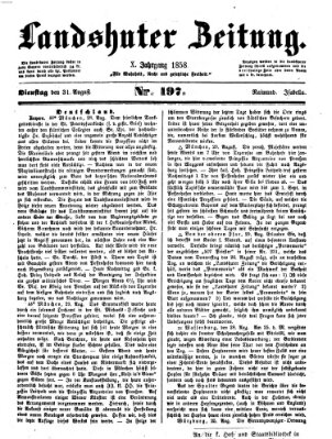 Landshuter Zeitung Dienstag 31. August 1858