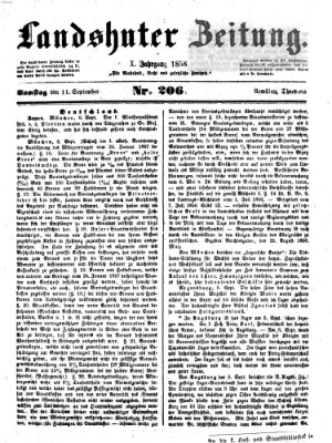 Landshuter Zeitung Samstag 11. September 1858