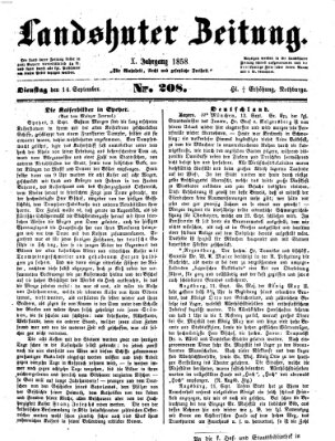 Landshuter Zeitung Dienstag 14. September 1858