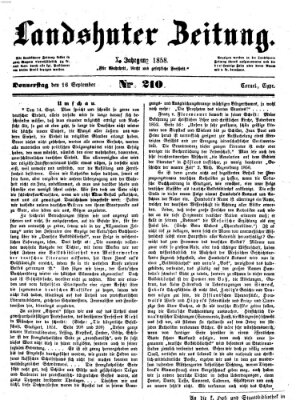 Landshuter Zeitung Donnerstag 16. September 1858