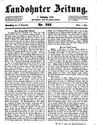 Landshuter Zeitung Samstag 18. September 1858