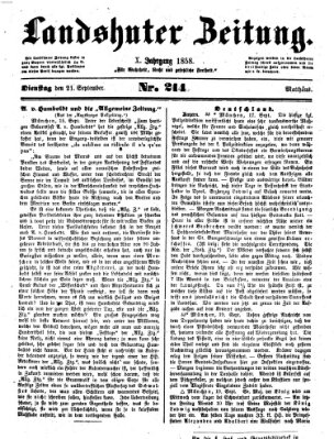 Landshuter Zeitung Dienstag 21. September 1858