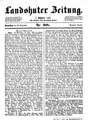 Landshuter Zeitung Samstag 25. September 1858