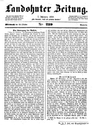 Landshuter Zeitung Mittwoch 20. Oktober 1858