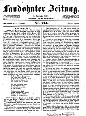 Landshuter Zeitung Mittwoch 1. Dezember 1858