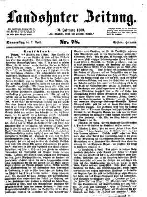 Landshuter Zeitung Donnerstag 7. April 1859