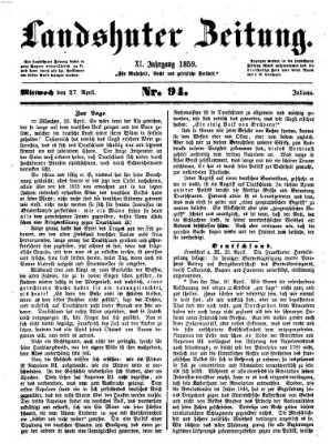 Landshuter Zeitung Mittwoch 27. April 1859