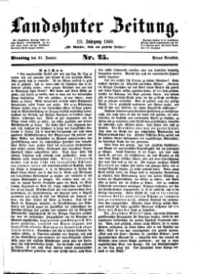 Landshuter Zeitung Dienstag 31. Januar 1860