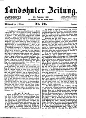 Landshuter Zeitung Mittwoch 1. Februar 1860