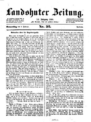 Landshuter Zeitung Donnerstag 9. Februar 1860