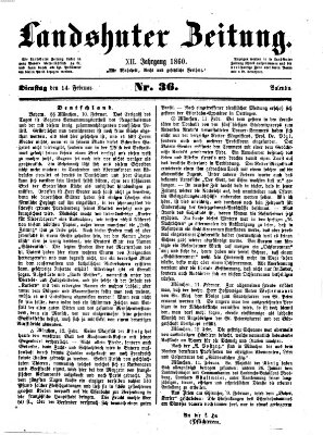 Landshuter Zeitung Dienstag 14. Februar 1860