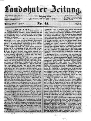 Landshuter Zeitung Freitag 24. Februar 1860