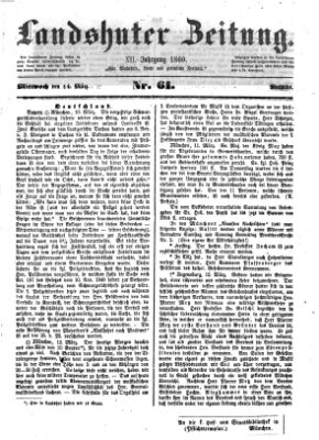 Landshuter Zeitung Mittwoch 14. März 1860