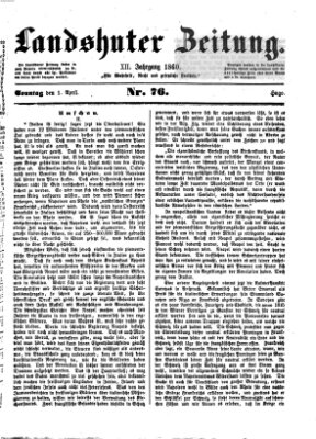 Landshuter Zeitung Sonntag 1. April 1860