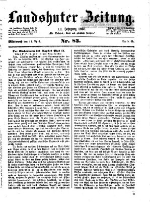 Landshuter Zeitung Mittwoch 11. April 1860