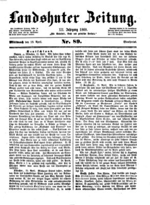 Landshuter Zeitung Mittwoch 18. April 1860