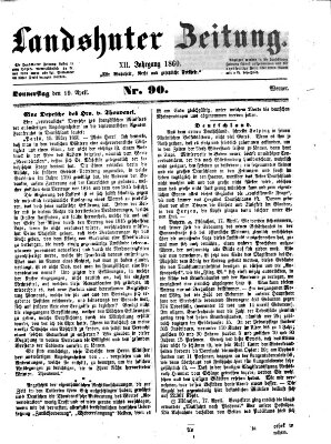 Landshuter Zeitung Donnerstag 19. April 1860