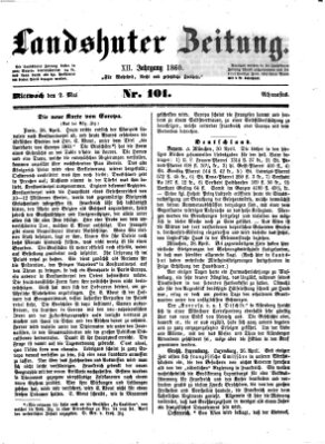 Landshuter Zeitung Mittwoch 2. Mai 1860