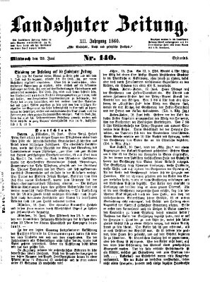 Landshuter Zeitung Mittwoch 20. Juni 1860