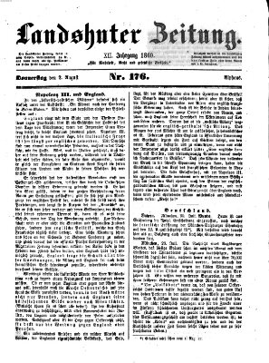 Landshuter Zeitung Donnerstag 2. August 1860