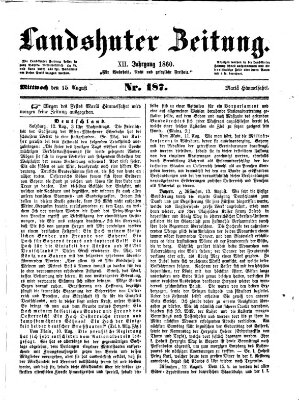 Landshuter Zeitung Mittwoch 15. August 1860