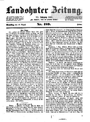 Landshuter Zeitung Samstag 18. August 1860